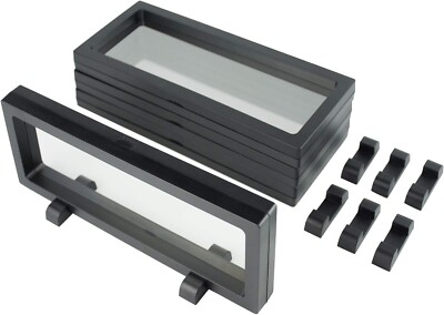 4Pcs 3D Floating Coin Display Frame Box Jewelry Holder Case with Stand Black US