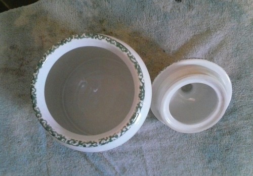 Stoneware Green and White Heart Cookie Jar