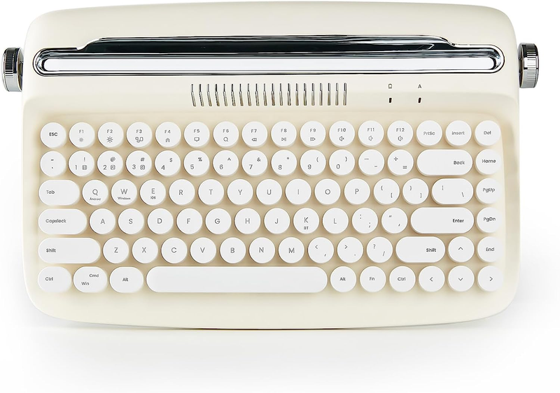 Wireless Typewriter Keyboard Retro Bluetooth Aesthetic Keyboard English Ivory