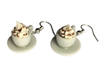 Cocoa Earrings Miniblings Pendant Hot Chocolate Cup Coffee Cafe Iced Coffee