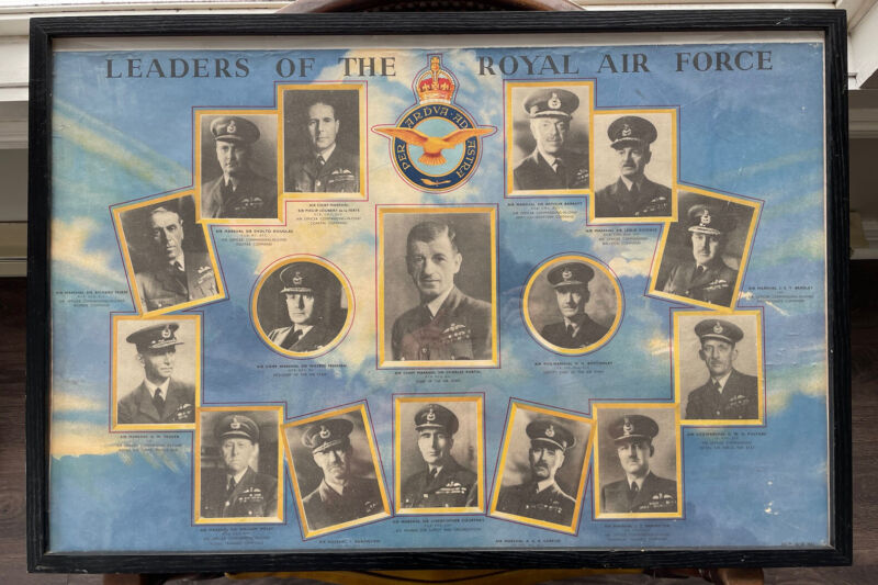 Vintage WW2 c. 1941 Chromoworks A.C.P Poster Leaders of Royal Air Force Poster