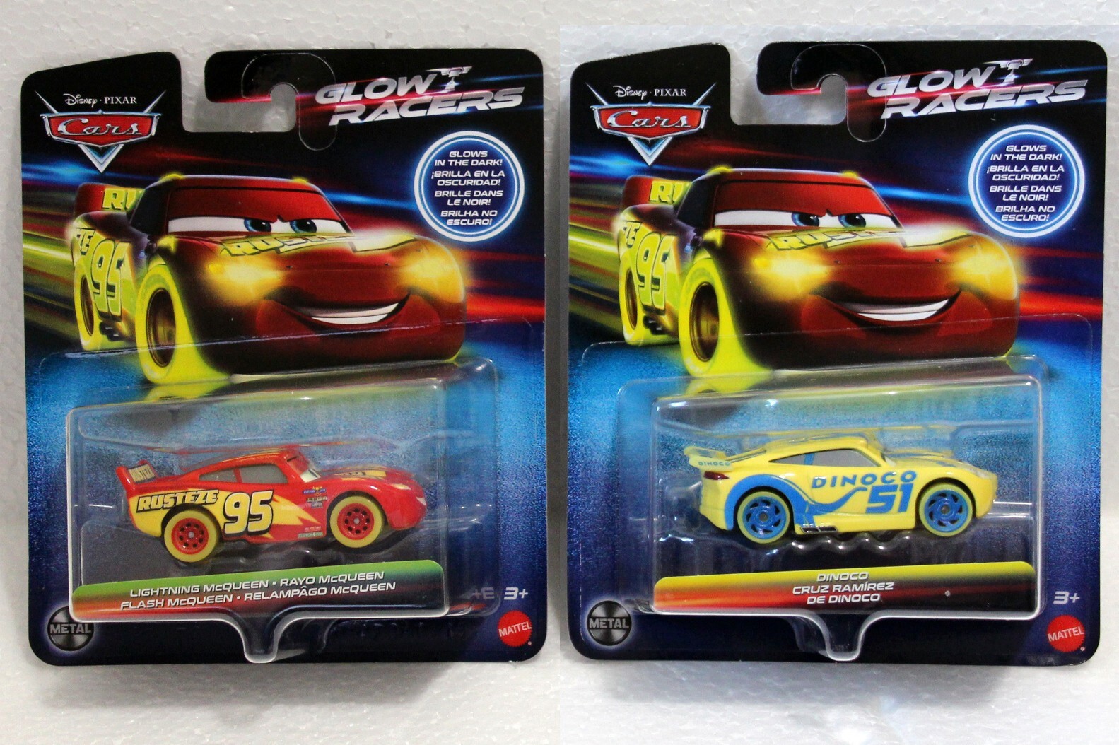 Disney Pixar Cars Glow Racers LIGHTNING MCQUEEN & CRUZ