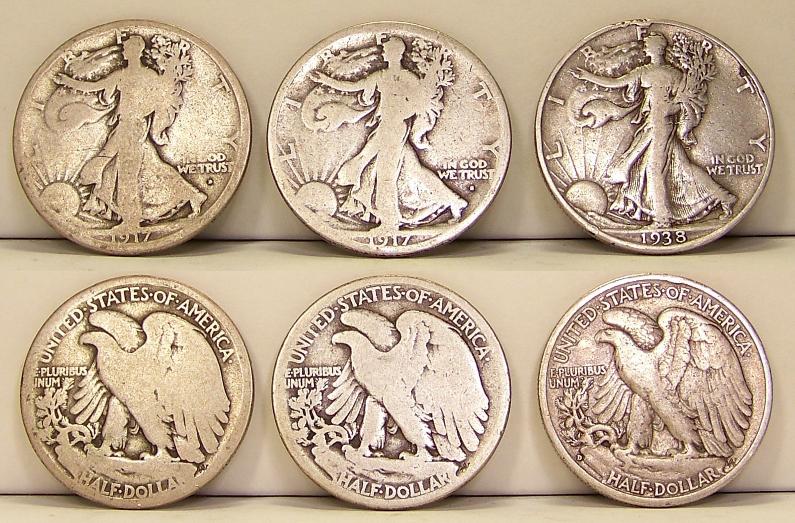 Complete Set of Walking Liberty Silver Half Dollars, 1916 - 1947 in Used Folders