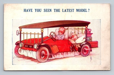 1920s Comic Postcard Have You Seen The Latest Model? Car Bed Bamforth Co.