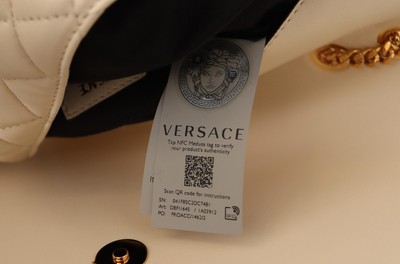 Pre-owned Versace White Nappa Leather Medusa Shoulder Bag