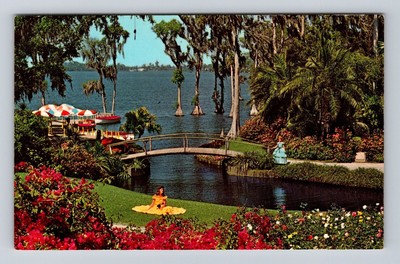 Cypress Gardens FL-Florida, Roses And Bougainvillea, Antique, Vintage Postcard