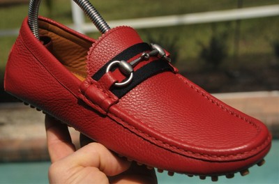 GUCCI  Men's Horse bit Rosso horse bit Loafers  ribbon detail brand size 6 D 