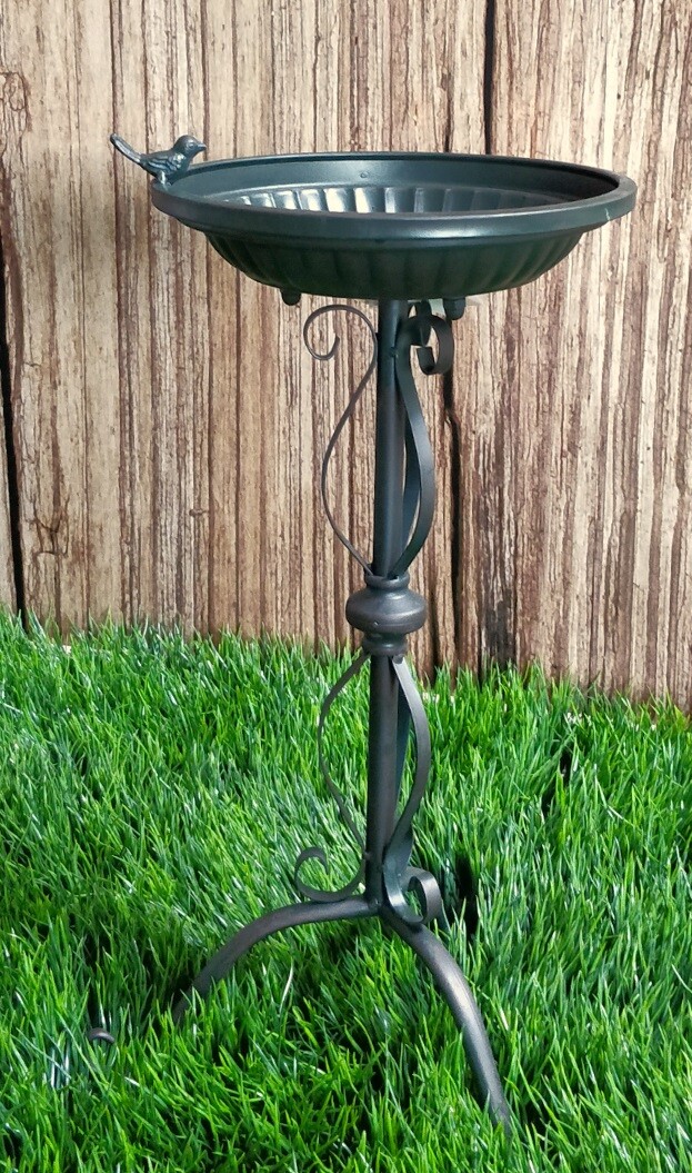 Metall-Vogeltränke Mit Standfuß & Futterstation – Baum-Deko Für Garten & Terrasse, 94 Cm Hoch