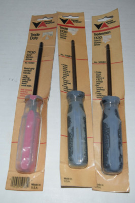 Lot Of 3 Vintage Vermont American 50580 TX30 Torx Screwdriver New