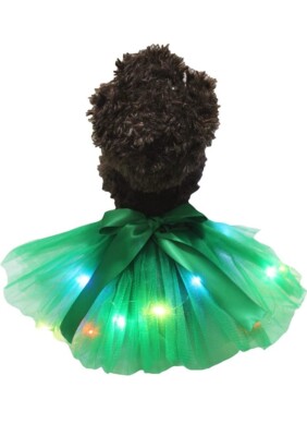 Petitebelle Single Color LED Lighting Puppy Dog Tutu (Black, Medium)