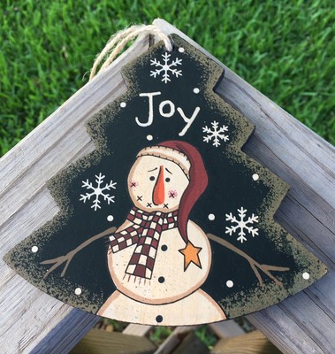 Wood Christmas Tree Snowman Ornaments