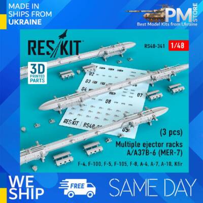 Reskit RS48-0341 - 1/48 Multiple ejector racks A/A37B-6 (MER-7) (3 pcs)