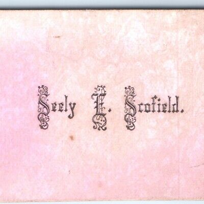 c1880s Seely Scofield Name Calling Trade Card Simple Pink Marble Art Nouveau C1