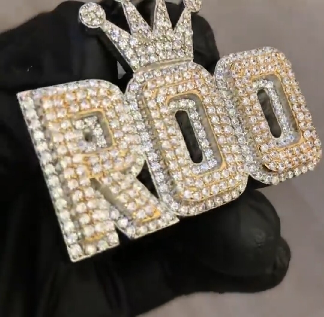 Pre-owned Online0369 3.5 Ct Natural Moissanite Men's Charm Custom Name Pendant 925 Silver Gift In White