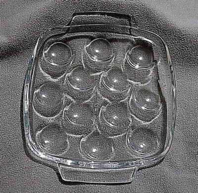 Rare Pyrex Escargot, Deviled Egg, Stuffed Mushroom Plate with flame logo France