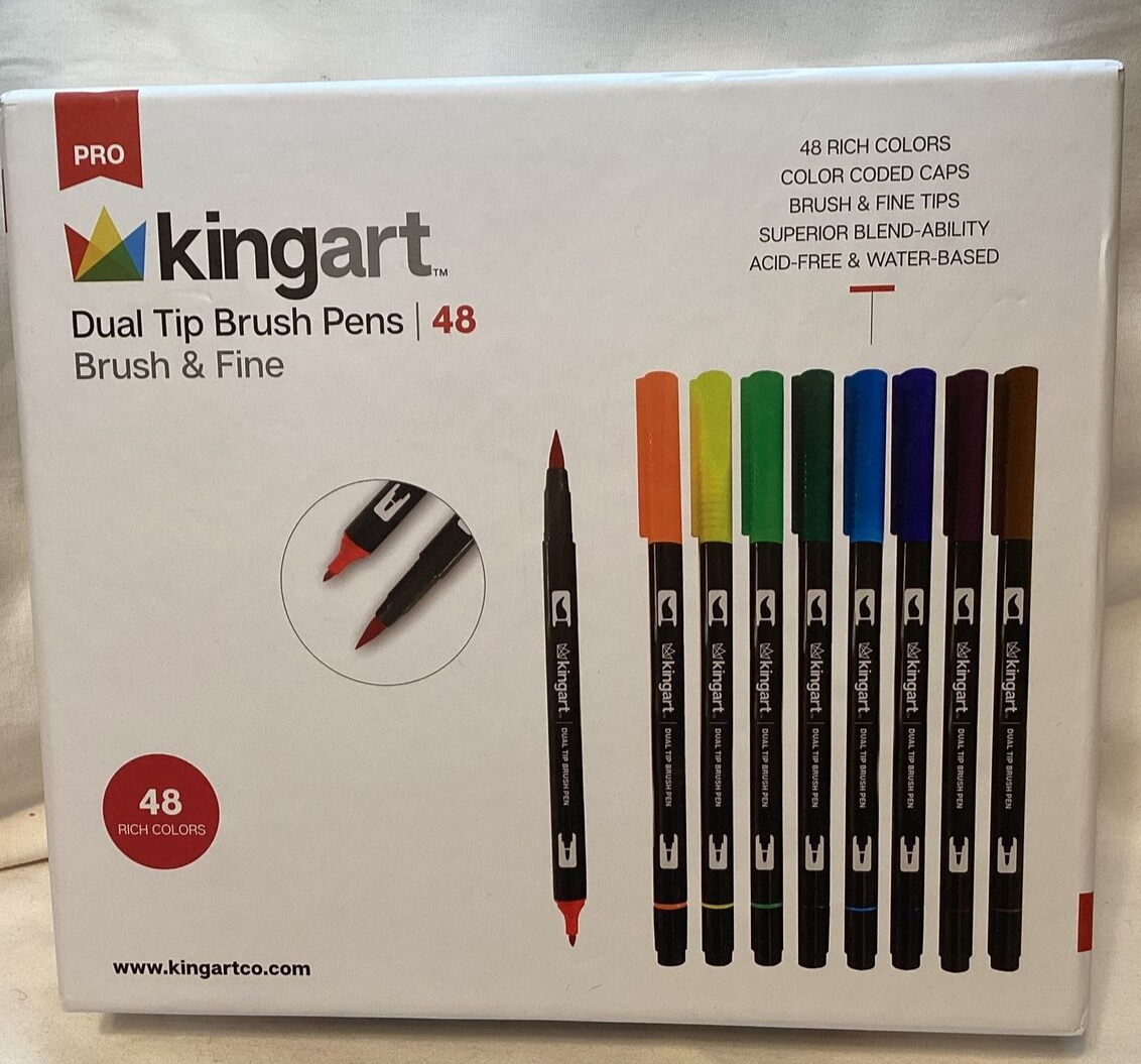 KingArt 445-48 PRO Dual TIP Brush PENS, Set of 48, Unique