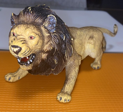 Vintage AAA Toy Male 9” Lion Rubber Wild Animal Replica