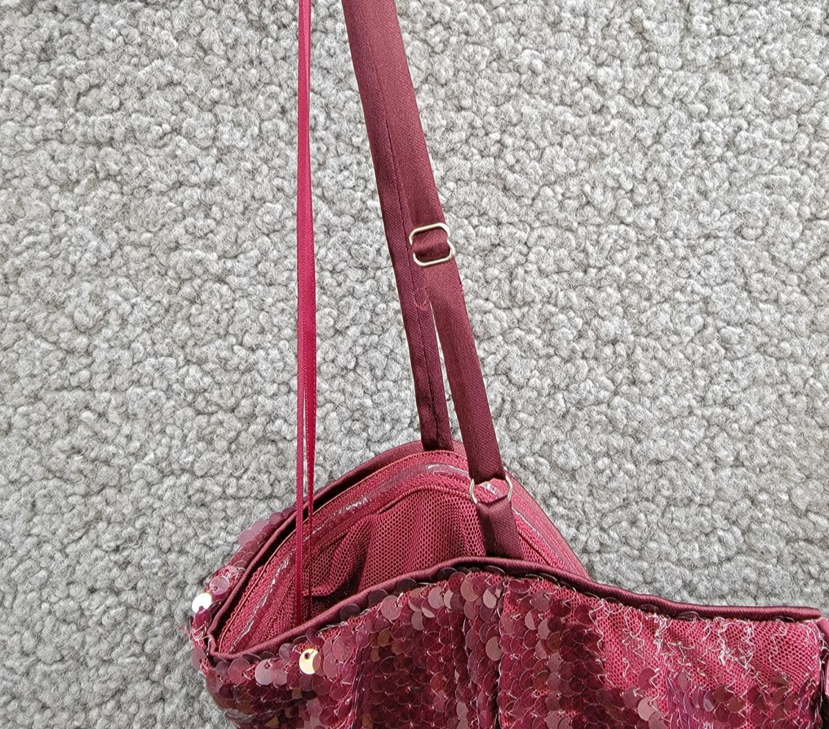 FRENCH CONNECTION Beatrice Sequin Mini Dress Women's 2 Burgundy Red Back Zip - Picture 11 of 16