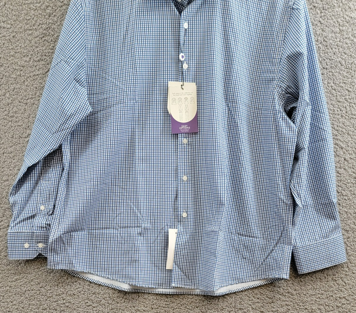 Tayion Collection Slim-Fit Check Dress Shirt Men's XL 17-17.5 32-33 Blue Multi - Picture 4 of 17