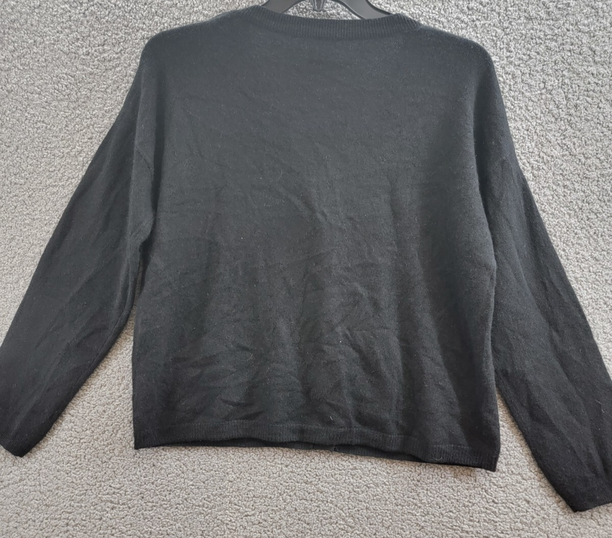 C by Bloomingdale's Cashmere V-Neck Cardigan Women's M Black Solid Long Sleeve - Picture 15 of 19