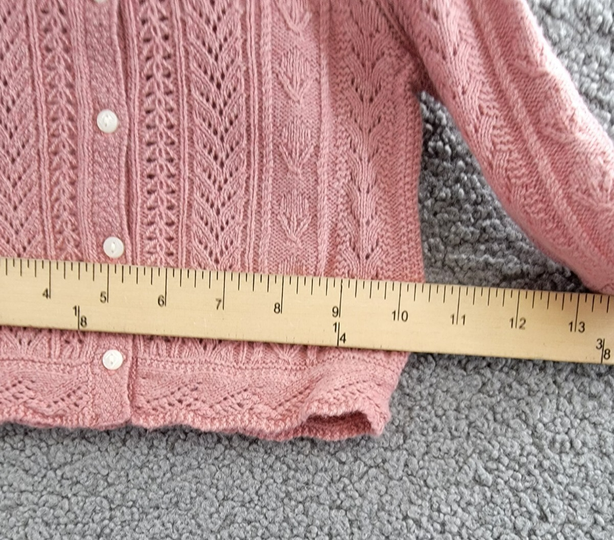 Ralph Lauren Wool Blend Mixed Knit Cardigan Baby Girls' 9-12Mos Pink Long Sleeve - Picture 7 of 17