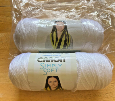 VTG NEW CARON Simply Soft 6oz WHITE 2 Skeins USA Acrylic NO DYE LOT