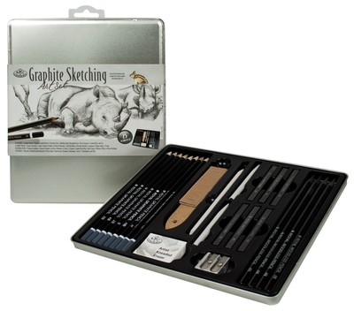 Royal Langnickel 25 Piece Sketch and Drawing Pencil Set Sketching Art Kit In Tin