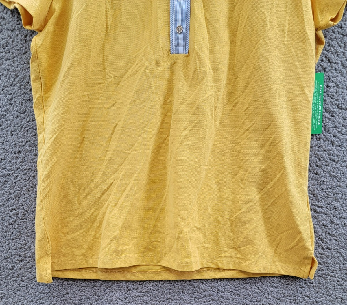 Tommy Hilfiger Striped-Collar Polo Shirt Women's L Deep Maize Short Sleeve - Picture 4 of 16