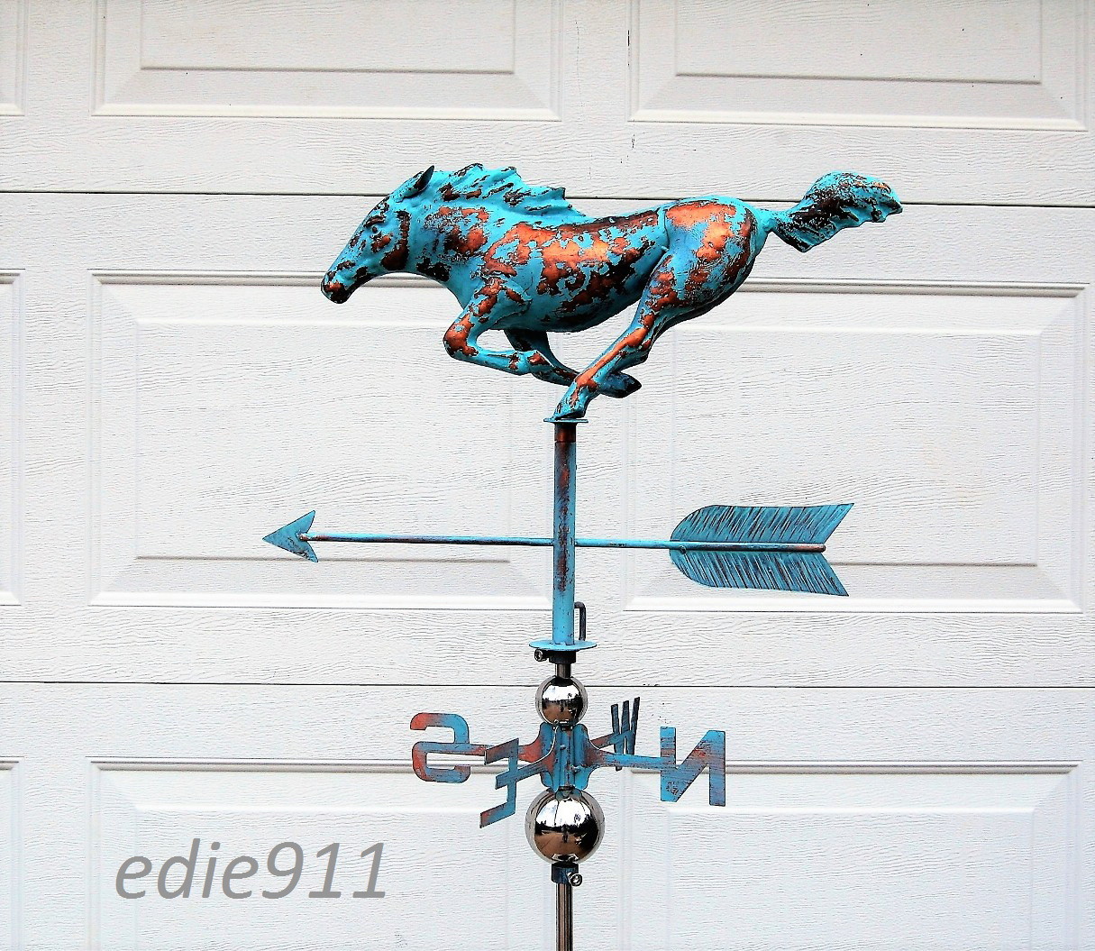 3Dimensional RACING HORSE Weathervane AGED COPPER PATINA FINISH Handcrafted NEW