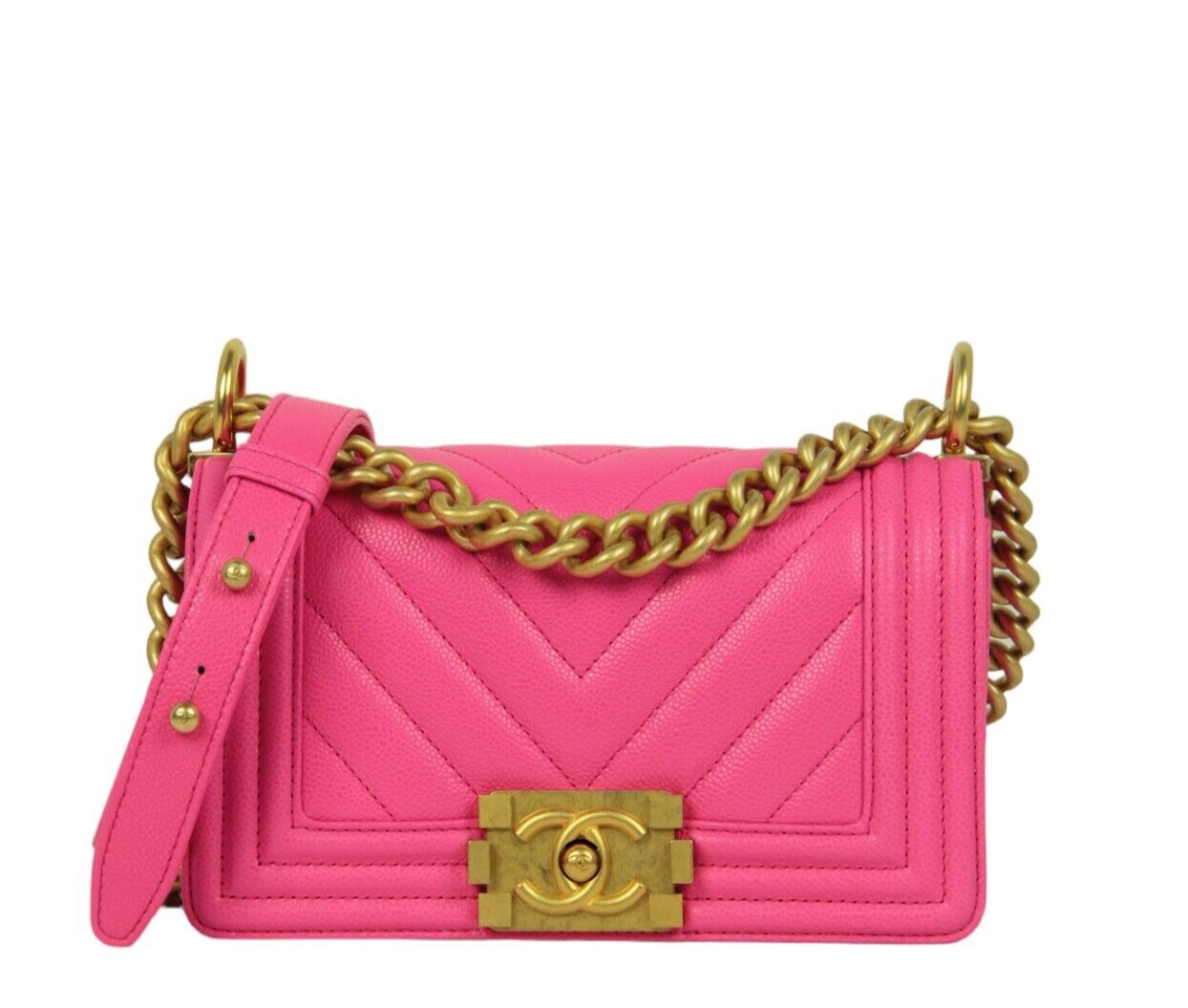 CHANEL キャビアスキンピンク　2024 Authentic Chanel 2024C Fuchsia Neon Pink Caviar Leather