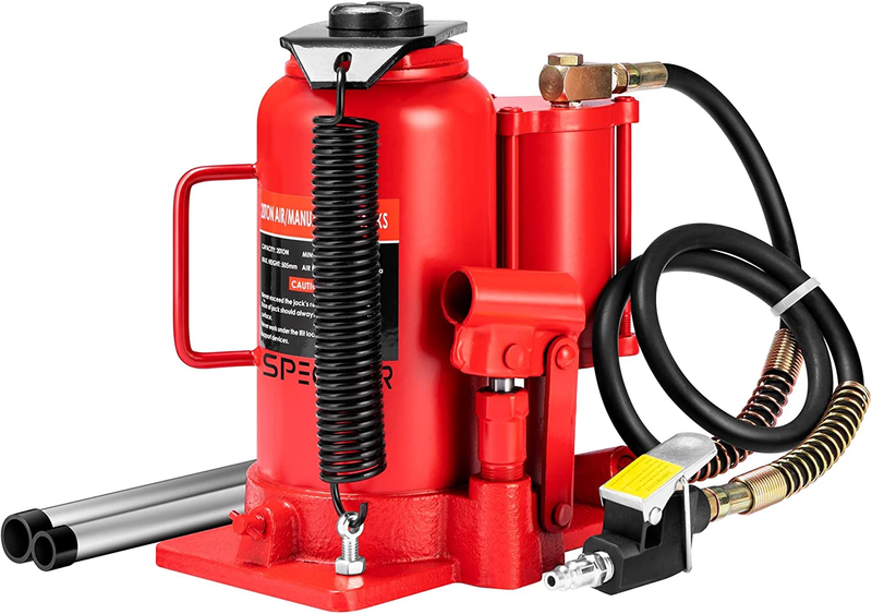 Pneumatic Air Hydraulic Bottle Jack with Manual Hand Pump 20 Ton Heavy Duty Auto