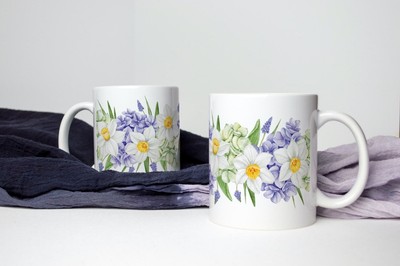 Daffodil-Hydrangea Ceramic Mug