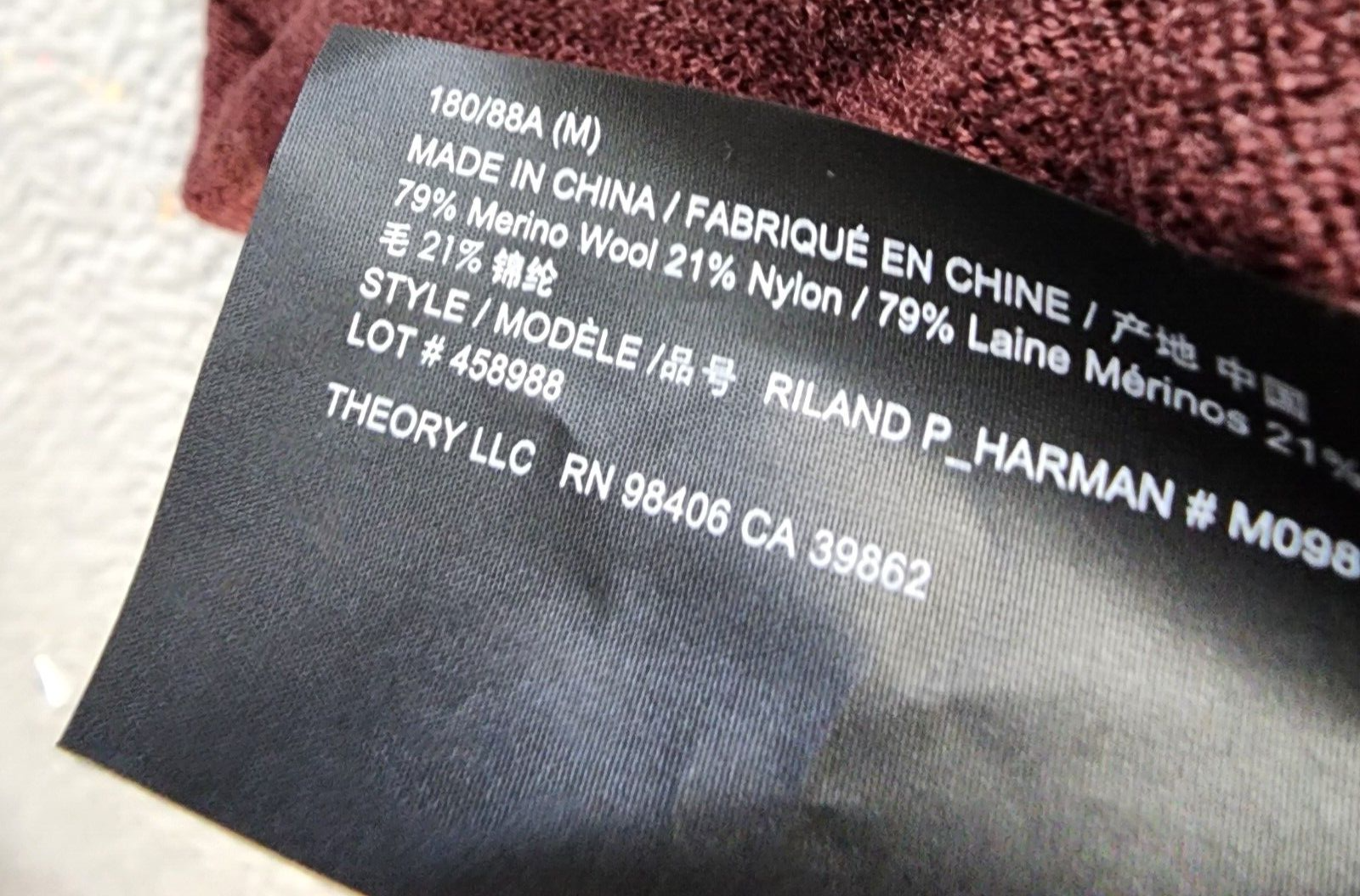 THEORY Riland Harman Merino Wool Blend Pullover Sweater Men's M Chianti Crewneck - Picture 11 of 14