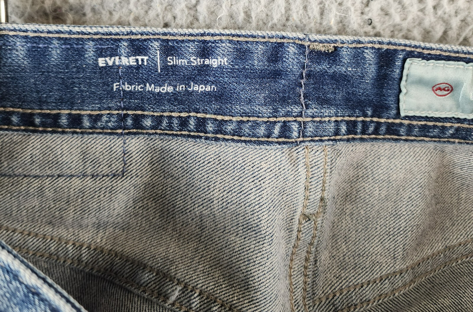 AG Everett Slim Straight Fit Jeans Men's 30x34 Runyon Blue Denim Button Zip - Picture 12 of 18