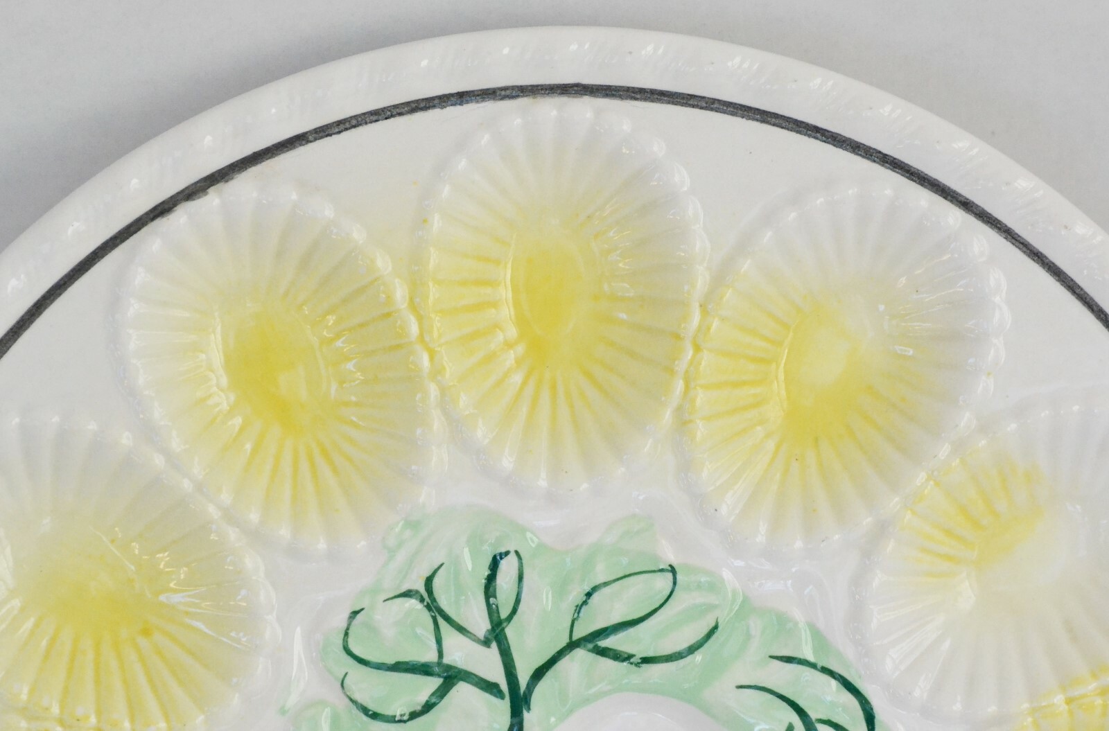 Deviled Egg Plate Vintage Ceramic Handpainted 10.25