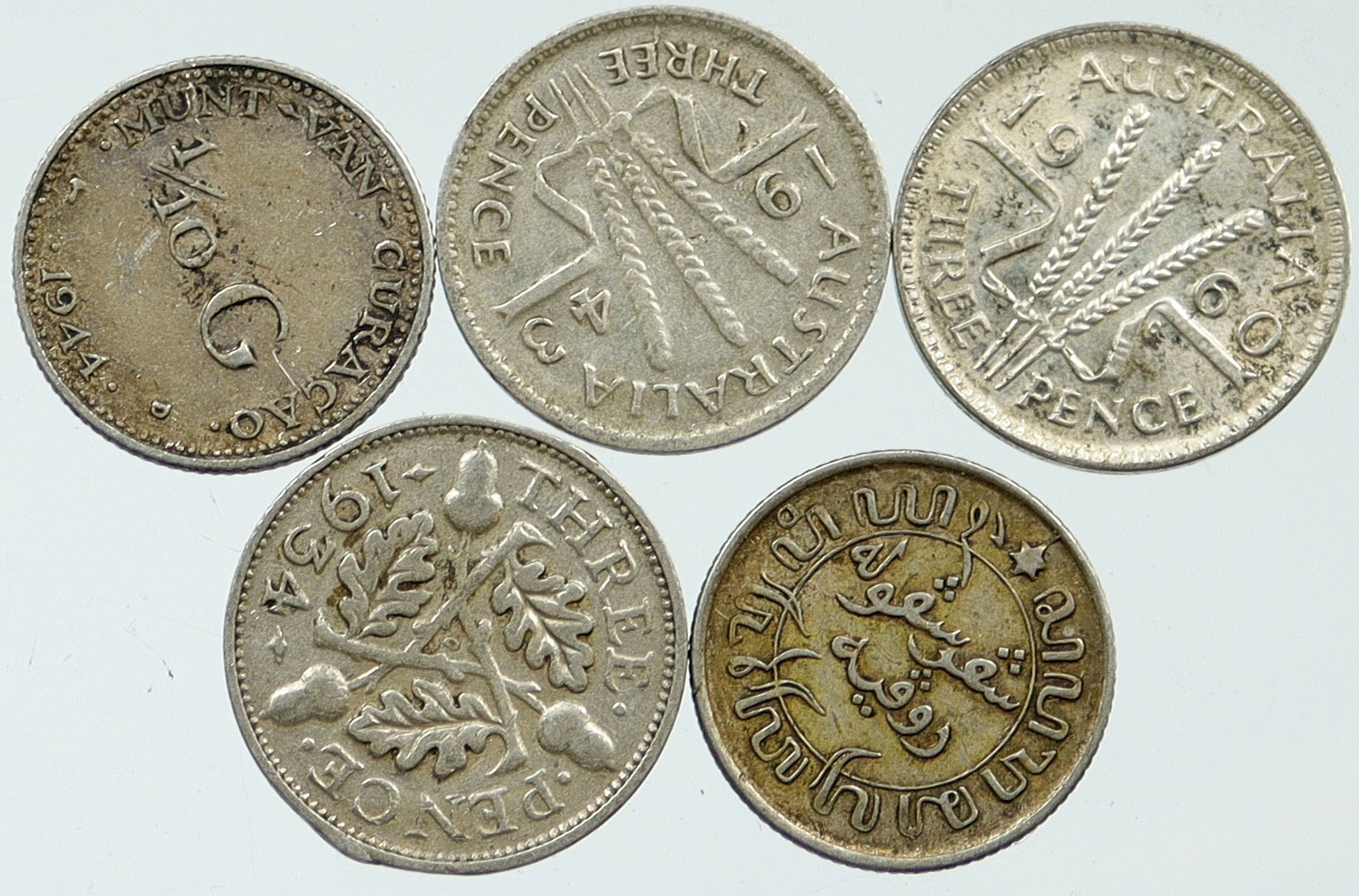Lot of 5 Silver WORLD COINS Authentic Collection Vintage Group