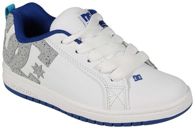 DC Kids Court Graffik Shoe - White / Grey / Blue - New