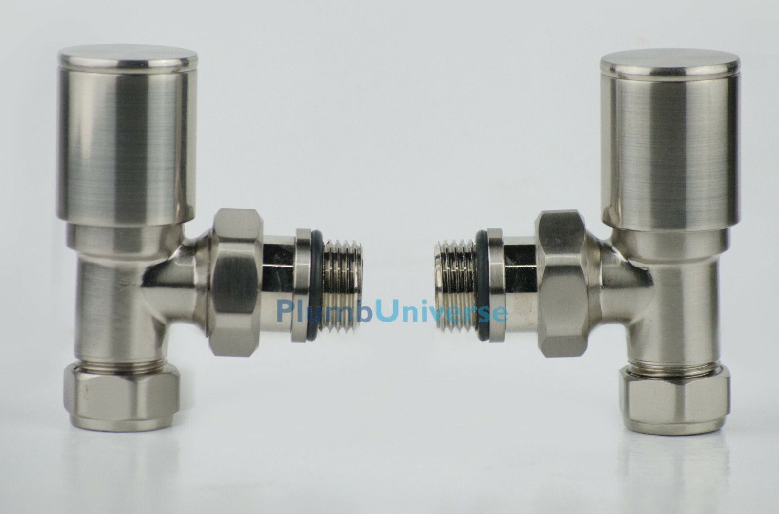 Brushed Matte Chrome Angled Lockshield Valves Towel Rail 15mm x 1/2