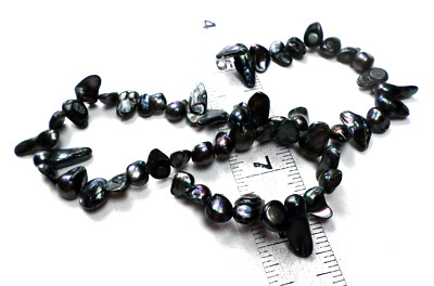 17'' Strand Blister Pearls Iridescent Dark Gray Peacock Side Drilled Bead 10-19mm
