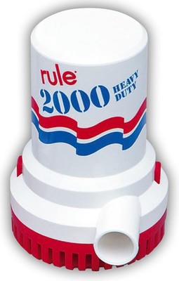 Rule 10-6UL, Bilge Pump, 2000 GPH, Non-Automatic, 12 Volt with 6 Foot White/Blue