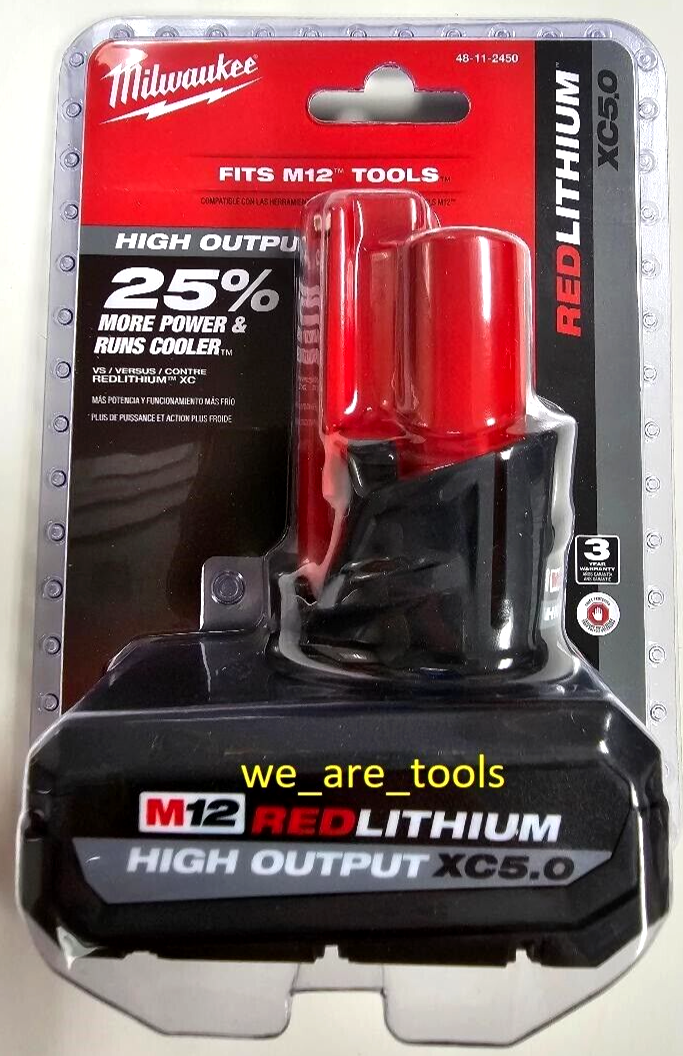 NEW N BOX Milwaukee M12 2475-20 Cordless Tire Inflator, 1 5.0 AH Battery 12 Volt
