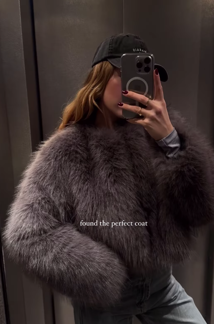 NEW ZARA 2023 GREY CROPPED FAUX FUR JACKET COAT SIZE M 6318 NEW ZARA 2023 GREY CROPPED FAUX FUR JACKET COAT SIZE M 6318