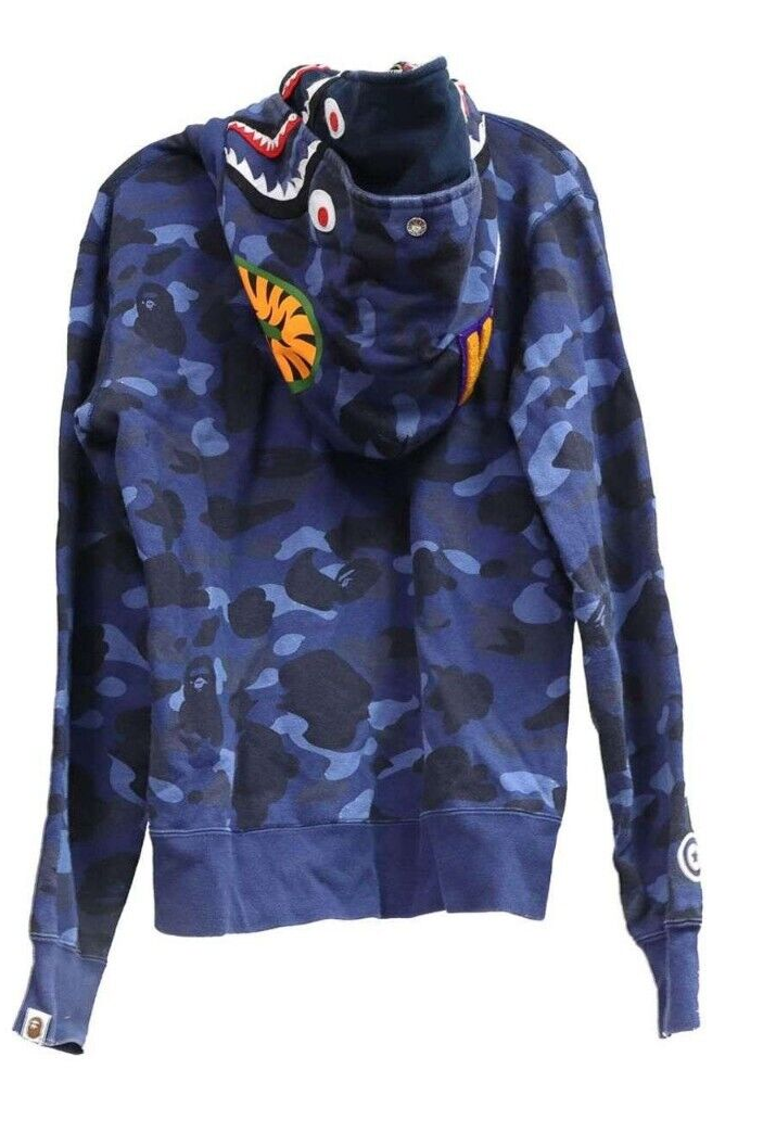 即完 BAPE COLOR CAMO SHARK HOODIE NAVY M BAPE Blue camo x Navy Shark full zip hoodie A Bathing Ape