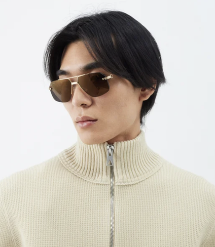 Pre-owned Cartier Ct0426s-001 Gold Gold Grey Sunglasses In Gray