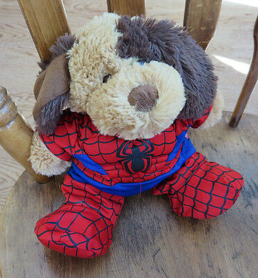 Build-a-Bear Spider Man  Costume on a Cuddly Stuffed Dog