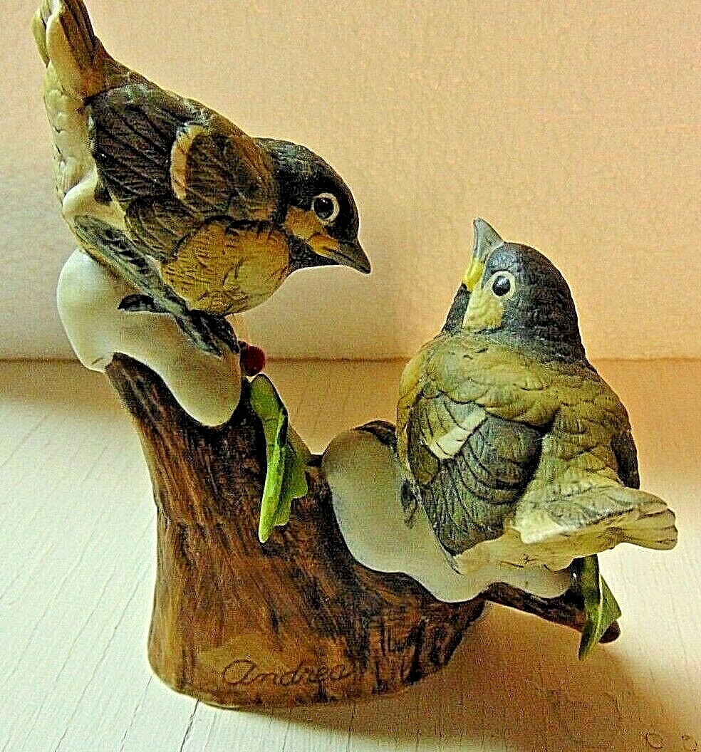 Andrea by Sadek Chickadees with Holly & Berries 1983 #6726 Figurine