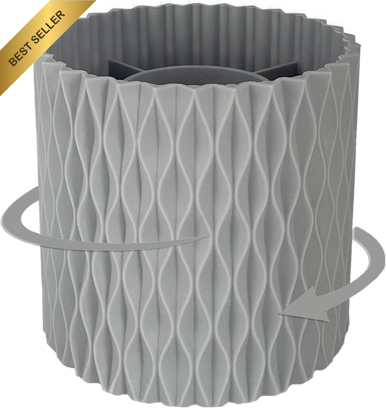 Rotating Pen Pencil Holder for Desk, 5 Slots Unique Grey Desk Pen Organizer East