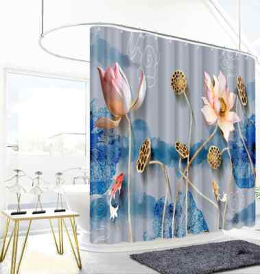 Lotus Seedpod Have Wither 3D Shower Curtain Polyester Bathroom Decor  Waterproof
