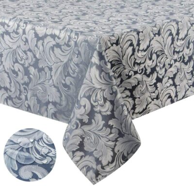 Tektrum 60''X102'' Rectangular Damask Tablecloth-Waterproof/Heavy Duty -Blue