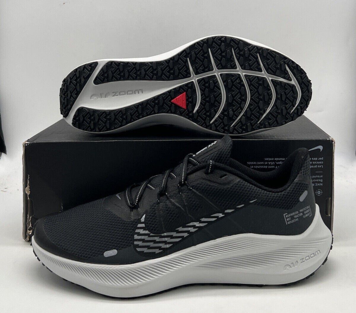 Кроссовки Nike Winflo 7 Shield черно-белые CU3868-001 женские, размер 10, Черный, Nike Winflo 7 Shield